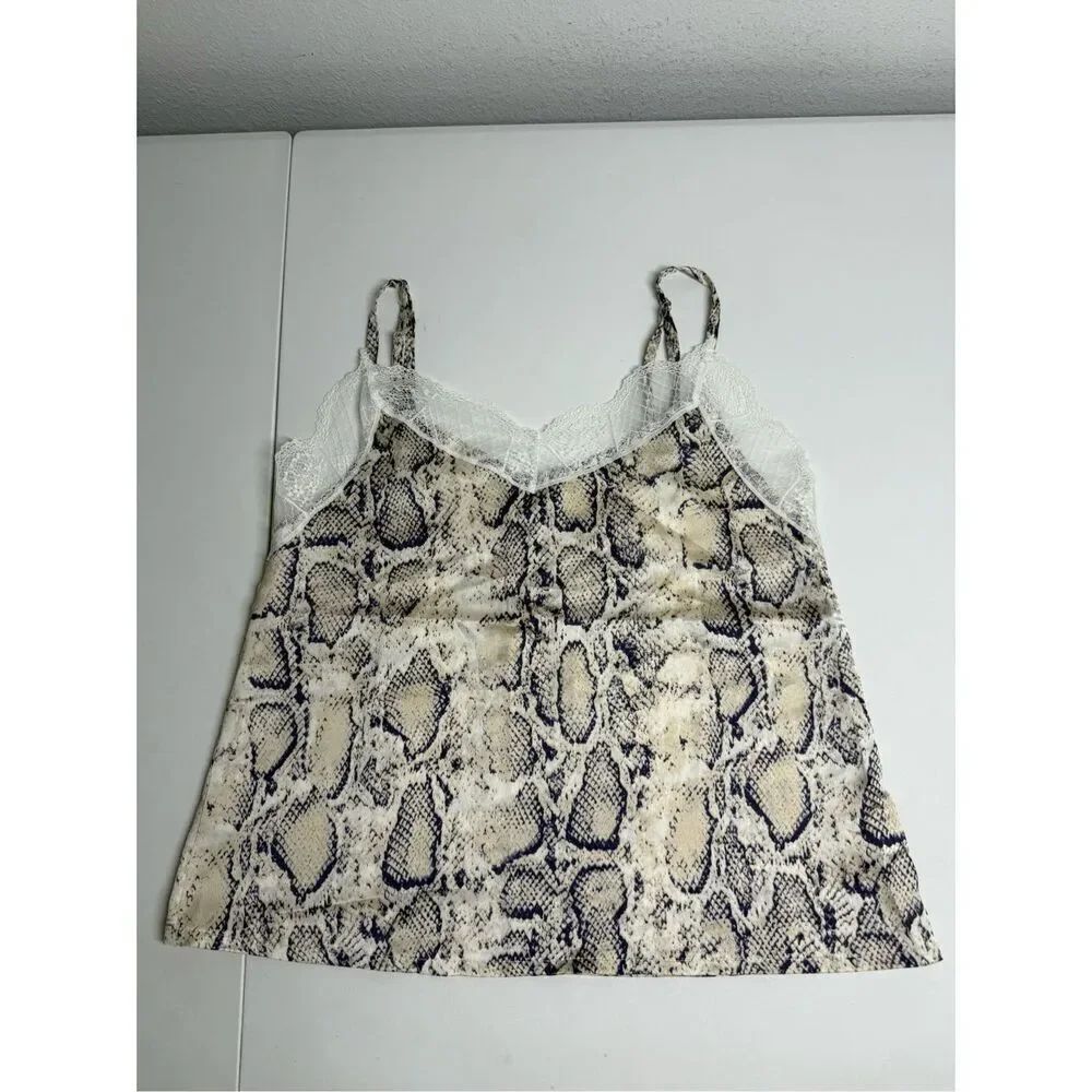 SHEIN Women’s Bohemian Snake Print Lace Hem Top Spaghetti Strap Size S